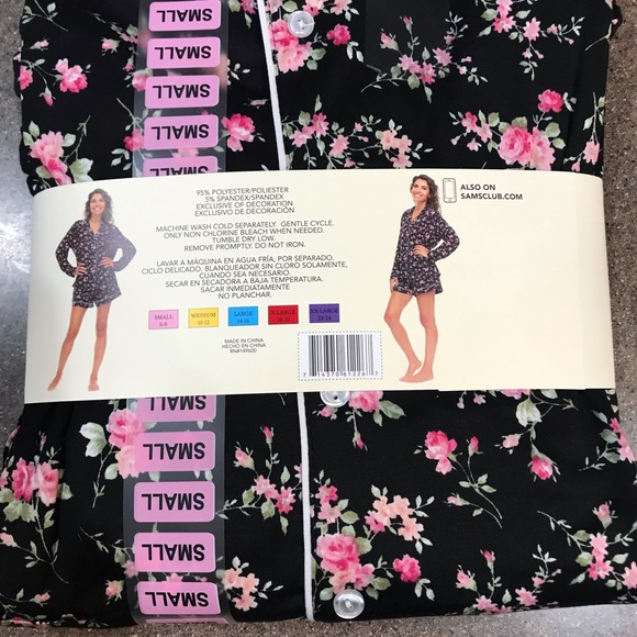 🆕 Flora Nikrooz Notch Collar Shortie PJ’s, Black Floral - Picture 8 of 8